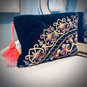 Dark Navy Velvet Clutch